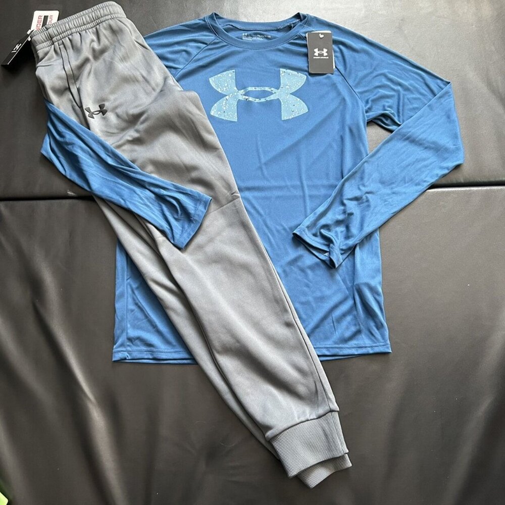 NWT Under Armour Jogger & Long Sleeve Tee Set Boys Youth Size XL